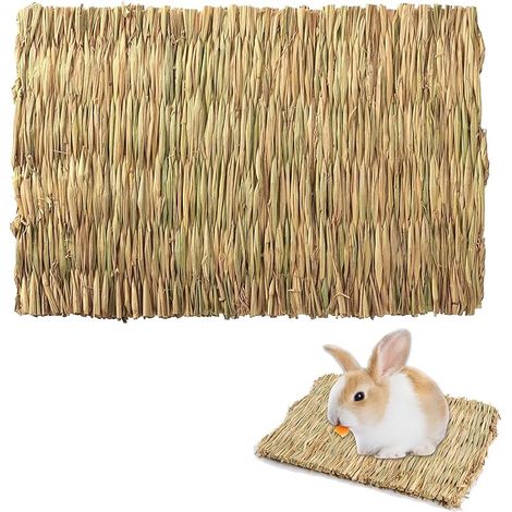 Tapis d'herbe pour Les Lapins, Tapis d'herbe pour Petit Animal, Hamster Tapis d'herbe, Tapis d'herbe Tissé Naturel Bunny Chew Toys Tapis de Lit Tissé, pour Hamster, Lapins, Cochon d'Inde, Chinchilla