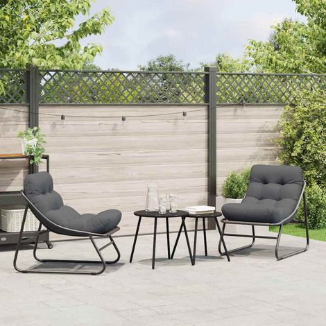 vidaXL Arredamento da Giardino 2 pcs Nero 60,5 x 81 x 71 cm