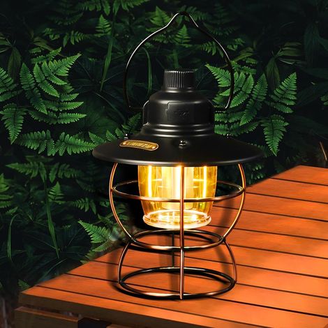 Rechargeable LED Camping Light with Adjustable Tri-Color Light - 4800mAh USB Charging Vintage Camping Lantern with Rechargeable Bulb, Portable Lightweight Outdoor Lanterns for Camping (1/5)