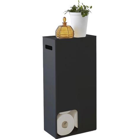 Support pour Papier Toilette, en Acier – jusqu'à 8 Rouleaux, Rangement Compact Gain de Place pour Salle de Bain, WC, hygiénique - 12,5 x 23 x 48 cm, Design Japonais, Noir (1/5)