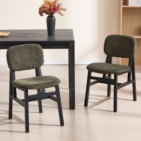 Wahson 2 PZ Sedie da Cucina in Stile Rustico con Gambe in Legno, Sedie da Pranzo in Tessuto Senza Braccioli Sedia Imbottita, per Sala da Pranzo/Soggiorno, Verde (1/5)