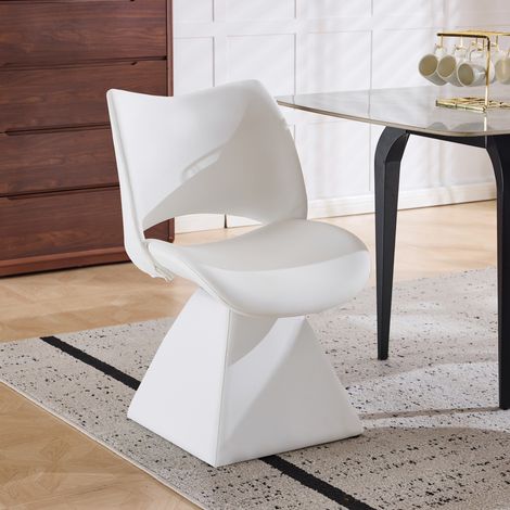 Silla de comedor giratoria blanca de polipiel, respaldo alto, DESVIAE (1/5)