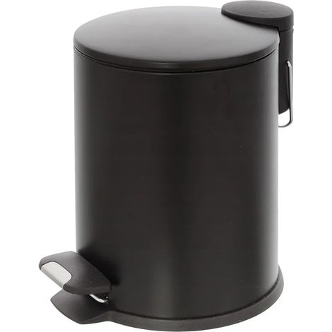 Pattumiera bagno in acciaio nero con pedale e coperchio slim 3 lt (1/5)