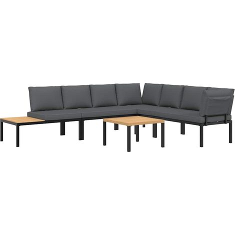 Maison Exclusive - Set Divani da Giardino 5 pz con Cuscini in Alluminio Nero