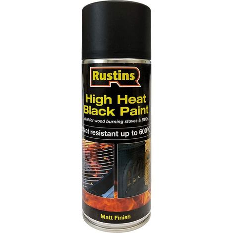 Rustins HRBL400 High Heat Aerosol 400ml Black RUS3665