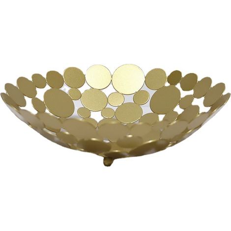 Bol de corbeille à fruits de comptoir créatif en métal, grand centre de table décoratif rond doré, 11,6 pouces (1/5)