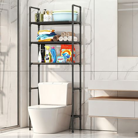 Étagère de rangement étanche toilettes, meuble multi-niveaux (sol-plafond) pour papier toilette et accessoires, support pour plantes de balcon (1/5)