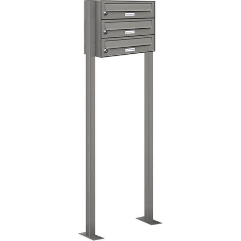 3er Premium Standbriefkasten RAL 9007 freistehend Postkasten Ständer 1x3 L (1/5)