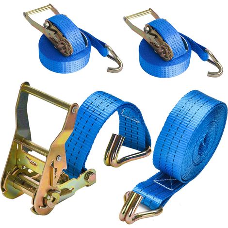 2 x 2000 kg 6 m Sangle a Cliquet Sangles d'Arrimage avec Crochets Largeur 38mm Sangle de Tension Sangle a Cliquet pour Securiser et Cercler Les Marchandise (1/5)