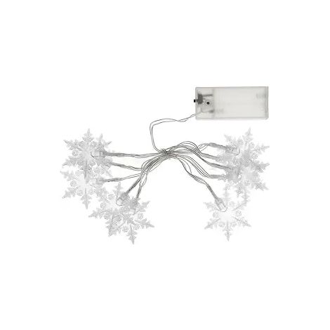Luces De Navidad - Luces De Cuerda En Forma De Copo De Nieve Led - Funcionan Con Baterías - Luz Cálida Blanca - Para Interior Y Exterior - 1 Unidad (1/5)