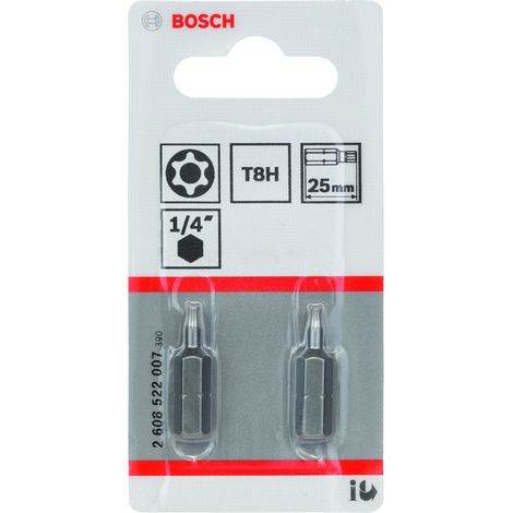 Bosch  2x  Broca  de seguridad  Torx  extra  dura,  T8H,  25  mm  -  2608522007 (1/2)