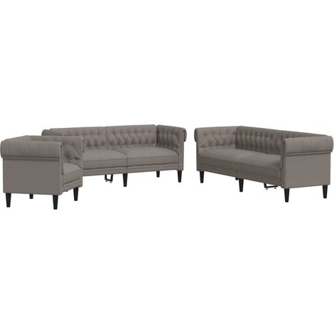 Maison Exclusive - Set di Divani 3 pz Tortora in Tessuto