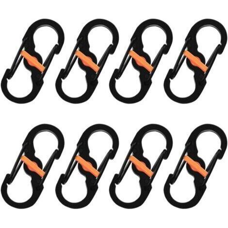 AHLSEN 8 Stücke S Karabiner Haken Karabiner Metall Karabiner Mini Karabiner S Form Karabiner S Ring Karabiner Schwarz Edelstahl für Reisen Camping Wandern Angeln (1/4)