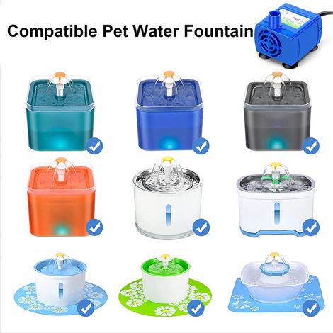 Pompe de fontaine à eau pour chat et chien, pompe de remplacement silencieuse pour abreuvoir automatique, moteur submersible USB avec LED, installation facile par ventouses