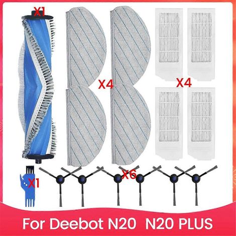 Accessoires pour aspirateur robot Deebot N20 et N20 PLUS : brosse latérale principale, filtres HEPA, lingettes de nettoyage de rechange. (1/5)