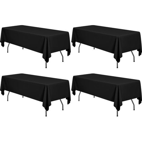 4er Set Tischdecken Rechteckig 153x320 cm Schwarz Polyester Pflegeleicht