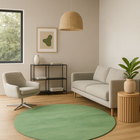 Tapis Gabbeh indien Tapis Uriah - Tapis en laine  - 200x200cm, Round - 100% Laine vierge - Tissé main - Bleu de mer