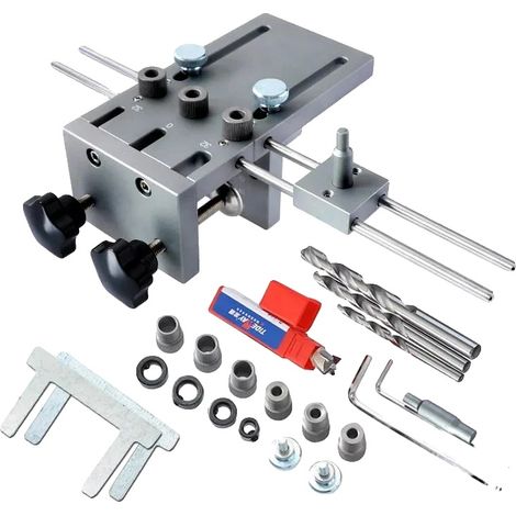 Gabarit à tourillons, métal et plastique durable, 10 x 6 x 4 pouces, adapté aux tailles de tourillons standard, permet un perçage précis et aligné, réglable pour différentes tailles de tourillons (1/5)