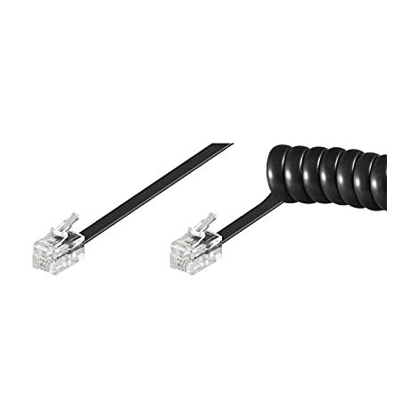 Wentronic 50270, Cable de repuesto para teléfonos de escritorio Snom 3xx con 2 conectores de tipo RJ-10, Negro