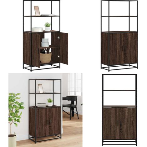vidaXL Buffet haut chêne marron 68x35x139 cm bois d'ingénierie métal (1/5)