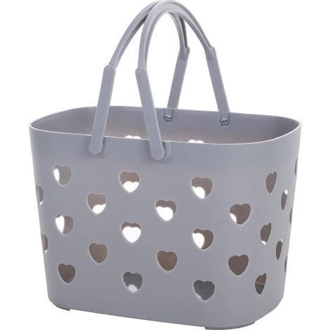 Cesta de ducha portátil de plástico con asa, para usar en el baño, dormitorio, cocina, color gris.