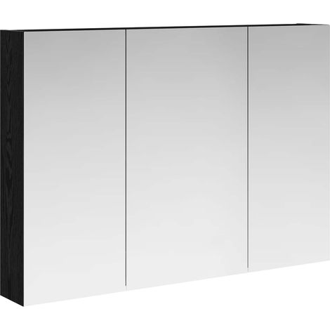 Maison Exclusive - Mobiletto per specchio da bagno Rovere Nero 100 x 14,5 x 70 cm