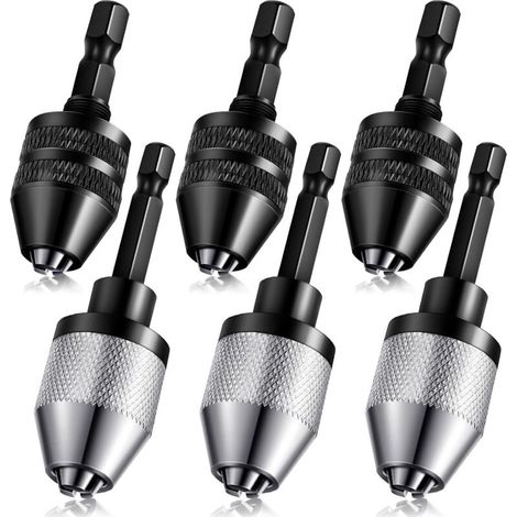 Mandrin Hexagonal 1/4" avec Adaptateurs Rapides 0,3-6,5 mm pour Perceuses à Percussion 6 Pièces (1/4)