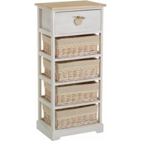 Chiffonier meuble de rangement coloris beige/naturel - Longueur 40 x Profondeur 29 x Hauteur 90 cm (1/4)
