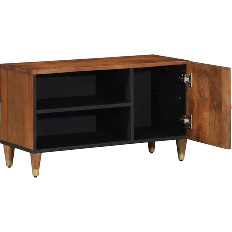 Meuble TV  Banc TV  Armoire TV Marron miel 80 x 33 x 46 cm Bois de mangue massif (1/5)