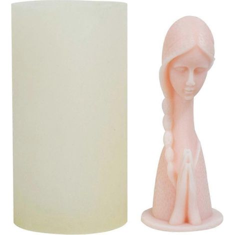 Moule en Silicone pour Bougies Aromathérapie en Forme de Fille en Prière (1/4)