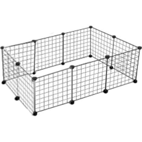 6 pièces Clôture pour animaux, métal noir, pliable, 37 x 39 cm, sans porte, intérieur, pour chiots, chatons, lapins et cochons d'Inde (1/5)