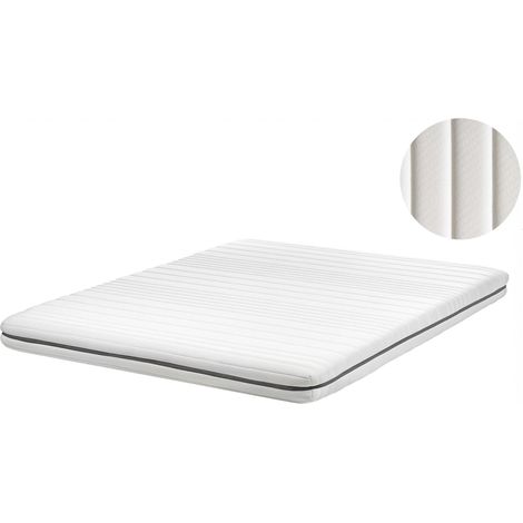Matelas Double à Mousse 140 x 200 cm Rembourrage Polyester Housse Amovible Blanche Enchant (1/5)