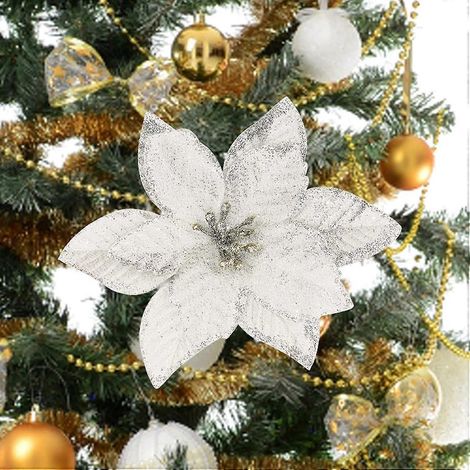 24 künstliche Weihnachtssternblüten als Christbaumschmuck für Weihnachten, Neujahr, Hochzeiten und Feiertage (1/5)