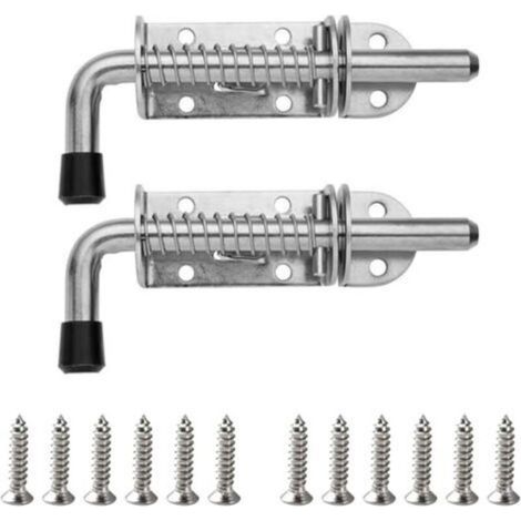 Lot de 2 loquets à ressort en acier inoxydable pour porte coulissante - Facile à installer - Loquets à ressort - Verrou portable pour porte et fenêtre (1/5)