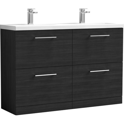 Balterley Bramshall 1200mm Floor Standing 4 Drawer Double Basin Vanity Unit for Modern Bathroom Storage - Charcoal Black (1/4)