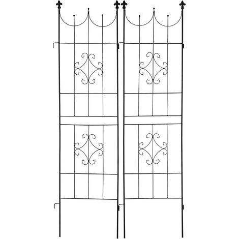 Set di 2 tralicci decorativi per piante rampicanti giardino 120 x 40 x 3 cm in metallo nero 130012046