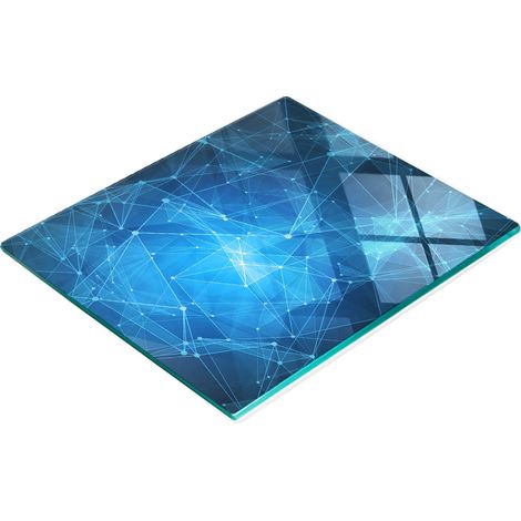 Tabla de cortar decorativa de cristal para cocina con líneas azules, 60x52 cm (1/5)