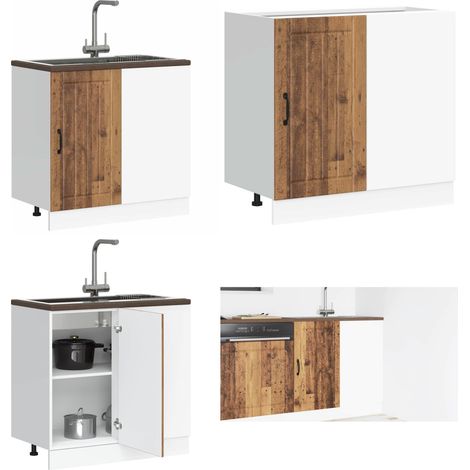 vidaXL Meuble de base de lavabo Lucca vieux bois bois d'ingénierie (1/5)