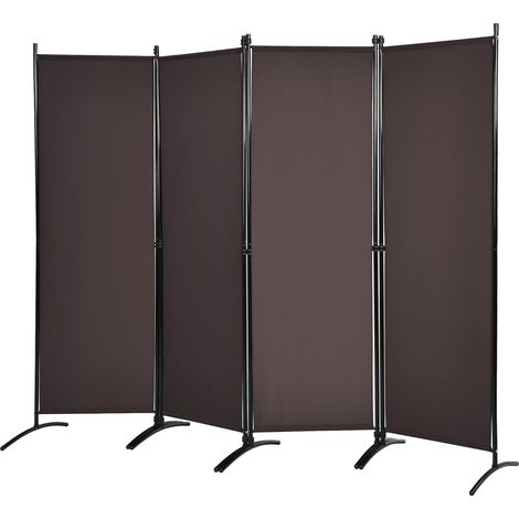 GOPLUS Séparation de Pièce en 4 Parties, Paravent de 173 cm de Hauteur avec Cadre Métallique, Marron (1/4)