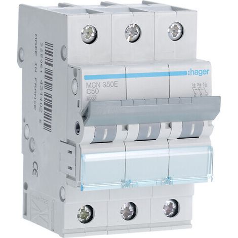 Hager Disjoncteur standard 3 pôles 50A gris (1/4)