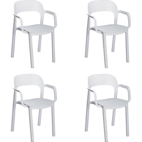 Set 4 sillas con brazos interior, exterior blanco ONA garbar (1/5)