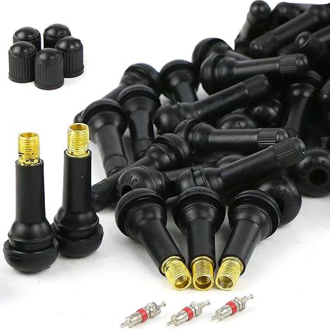 Valve Pneu Voiture tr414, Vlve Tubeless avec Bouchon Poussière, Valve Auto de Caoutchouc Valves en Caoutchouc Snap-in Jantes pour la Plupart des Voitures (1/5)