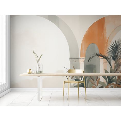 Papier Peint Illustration - Arches Naturelles et Feuillages Doux - 400 x 260 cm (1/2)