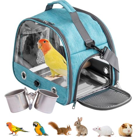 Sac de transport pour oiseaux et petits animaux - Cage de voyage portable et pliable avec perchoir (1/5)