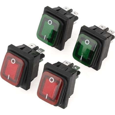 Waterproof 4-pin 2-position ON/OFF rocker switch, black – Pack of 4 for professional electrical installation (1/5)