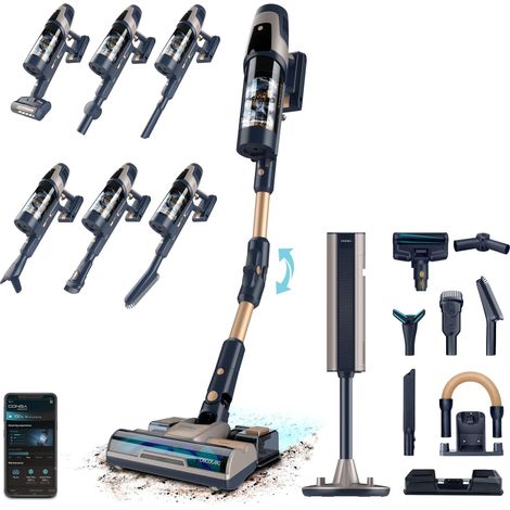Aspirador escoba inalámbrico Cecotec RZ90 AI AquaPet Flex Connected 850 W dorado con fregado