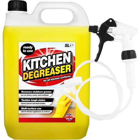 4 x 5L Heavy Duty Kitchen Degreaser With Convenient Long Hose Trigger
