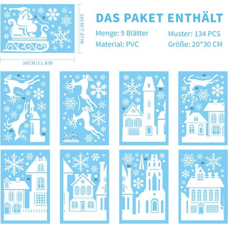 Nepfaivy Fensterbilder Weihnachten 134PCS Selbstklebend Statische Fenstersticker (1/5)