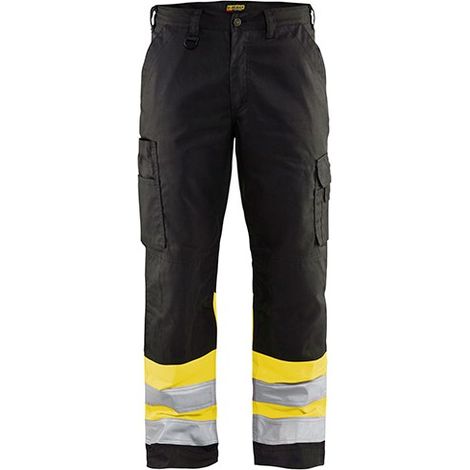 Pantalon de travail haute visibilité 1564 - Noir/Jaune fluo XS - FR(38) - SE(C44) - Courtes (1/2)