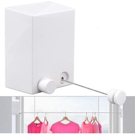 Étendoir à linge rétractable d'intérieur de 4,2 m (13,8 pi), étendoir à linge rétractable, étendoir à linge d'intérieur (blanc), (1/5)